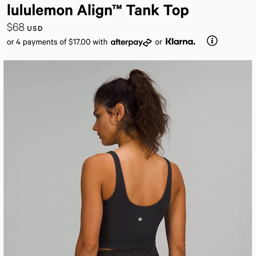lululemon Align™ Tank Top size 4 black